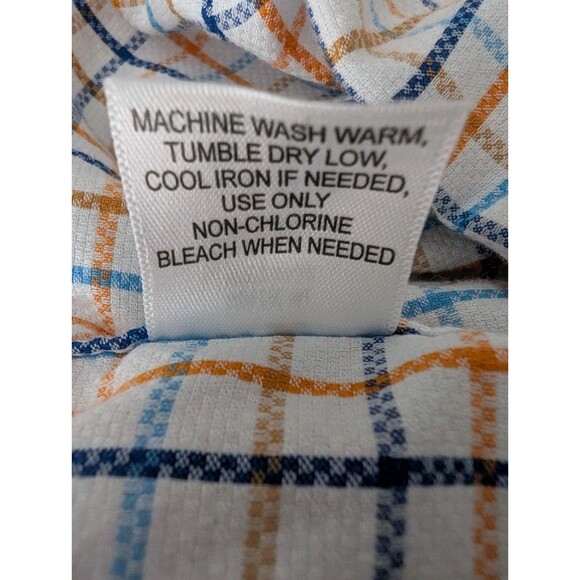 Johnston & Murphy Button Down Shirt Men's M Plaid Orange Blue Long Sleeve Preppy - Picture 12 of 12